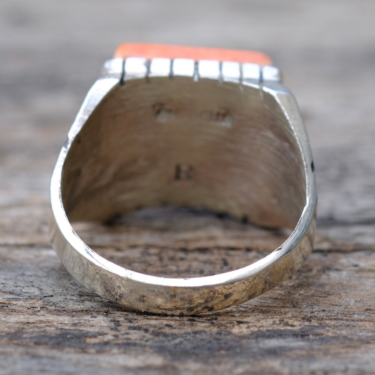 Vintage Sterling Spiny Oyster Ribbed Band Ring 9.5