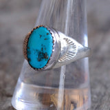 Vintage Sterling Turquoise Stamped Band Ring 9.75