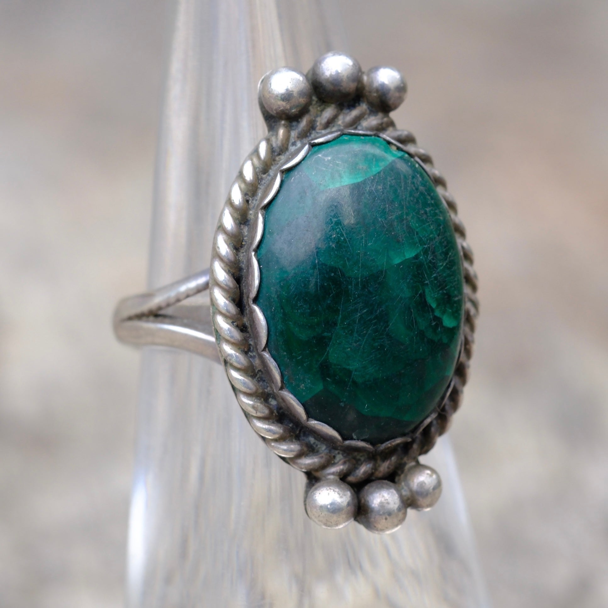 Vintage Sterling Chrysocolla Roper Ring 5.5