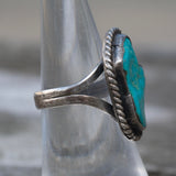 Vintage Sterling Turquoise Roper Ring 6