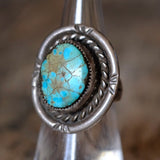 Vintage Sterling Turquoise Roper Ring 5.5