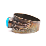 Vintage Sterling Turquoise Floral Band 9.75