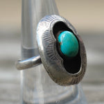 Vintage Sterling Turquoise Shadowbox Ring 8