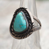 Vintage Sterling Turquoise Roper Ring 6.25