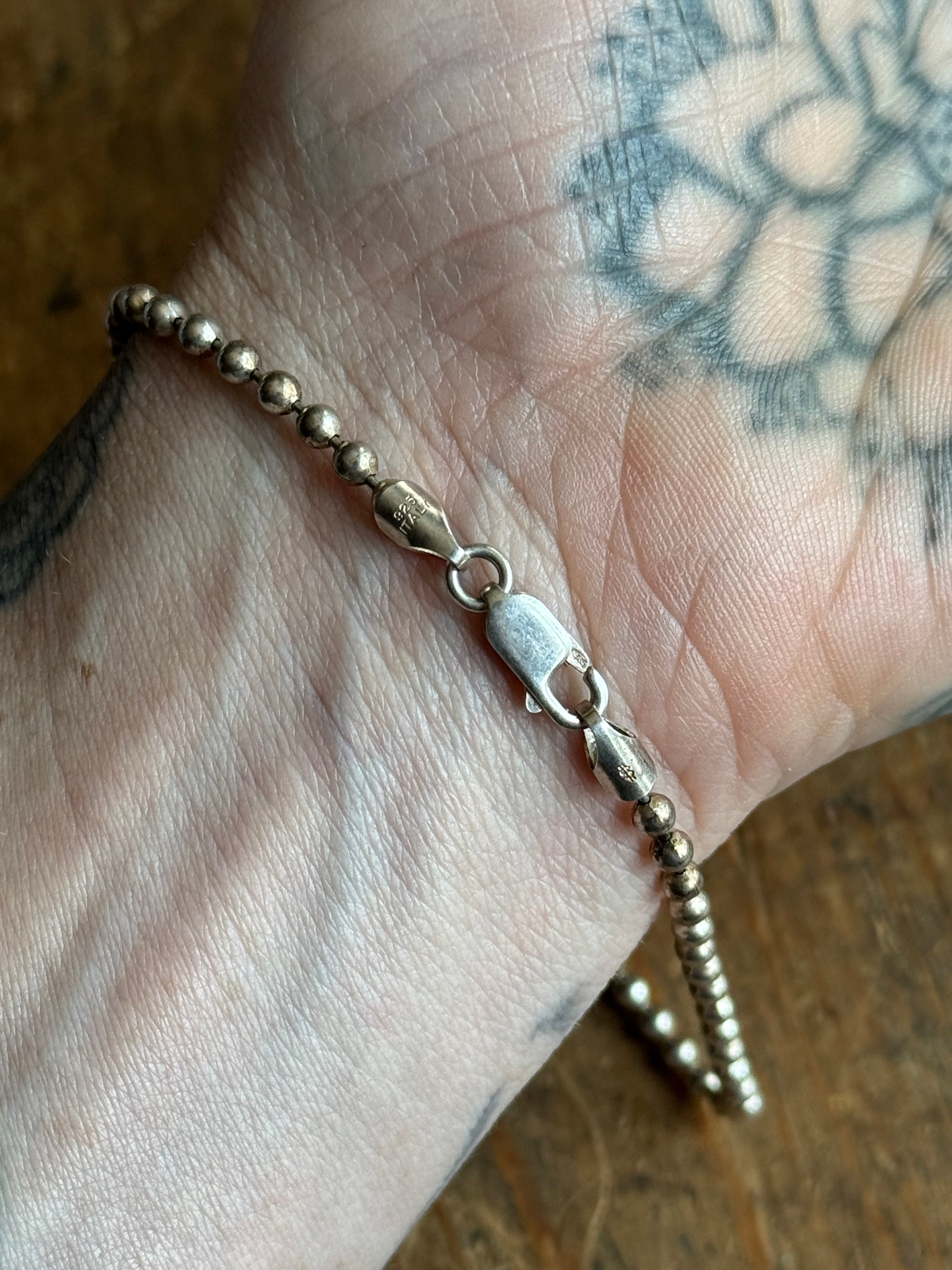 Vintage Sterling Silver 9.5” Ball Chain Bracelet