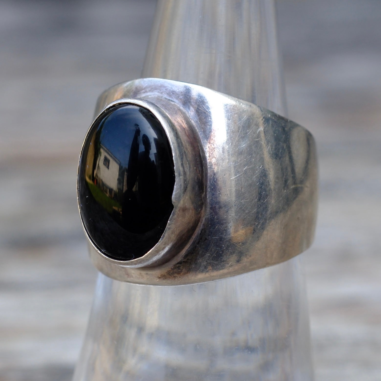 Vintage Sterling Onyx Ring 7