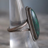 Vintage Sterling Green Stone Roper Ring 7.5