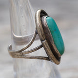 Vintage Sterling Turquoise Roper Ring 6