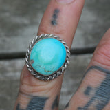Vintage Sterling Turquoise Roper Ring 4