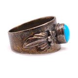 Vintage Sterling Turquoise Floral Band 9.75