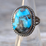 Vintage Sterling Turquoise Roper rIng 5.75
