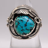 Vintage Sterling Turquoise Feather Ring 9