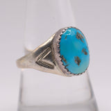 Vintage Sterling Turquoise Stamped Band Ring 9.25