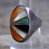 Vintage Sterling Multistone Inlay Ring 8