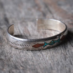 Vintage Sterling Crushed Turquoise and Coral Cuff