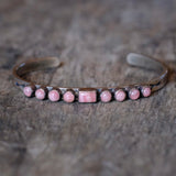 Vintage Sterling Rhodonite Stamped Cuff Bracelet 6.25"