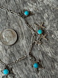 Vintage Sterling Silver Southwestern Turquoise Fetish Charm Bracelet