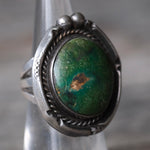 Vintage Sterling Turquoise Roper Ring 4.5