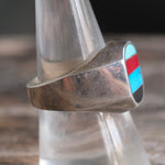 Vintage Sterling Multistone Inlay Ring 9