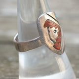 Vintage Sterling Turquoise and Coral Ring 8.75