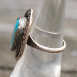 Vintage Sterling Turquoise Roper Ring 6.25