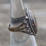Vintage Sterling Petrified Wood Ring 4.5
