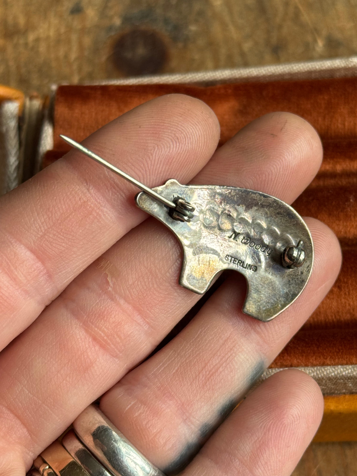 Vintage Sterling Silver Stamped Bear Pin