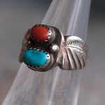 Vintage Sterling Turquoise and Coral Ring 6