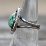 Vintage Sterling Turquoise Stamped Ring 6.25