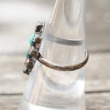 Vintage Sterling Turquoise and Coral Cluster Ring 6.75