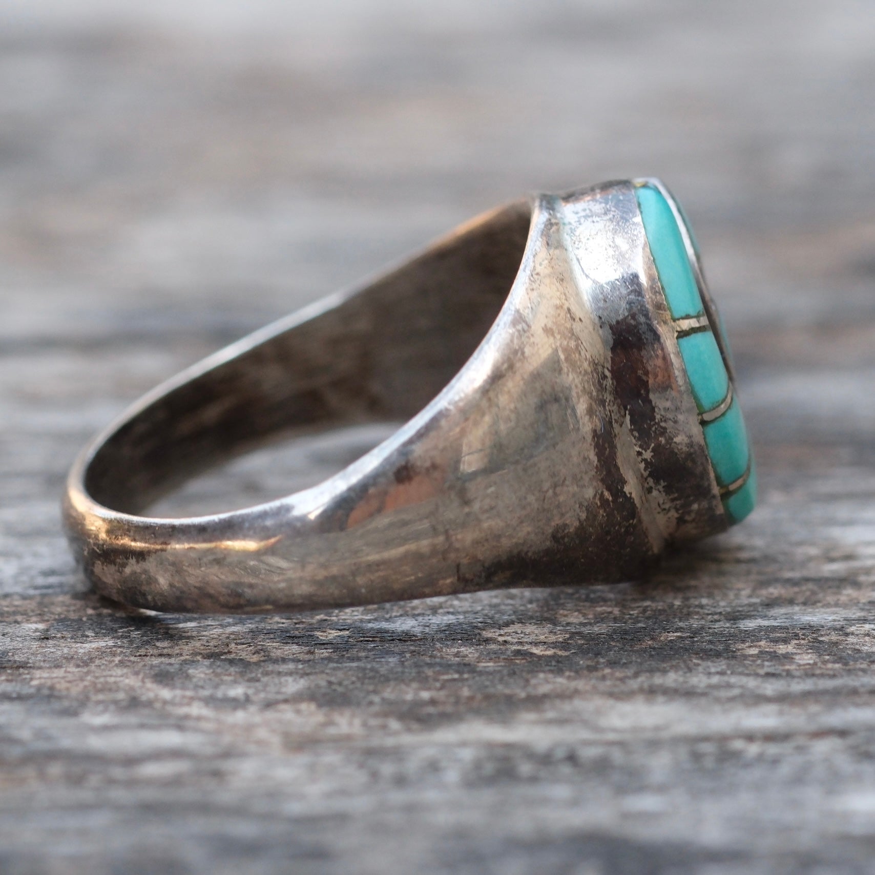 Vintage Sterling Turquoise Inlay Hummingbird Ring 10.25 Amy Quandelacy