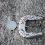Vintage Sterling Western Silversmiths Hand Engraved Belt Buckle