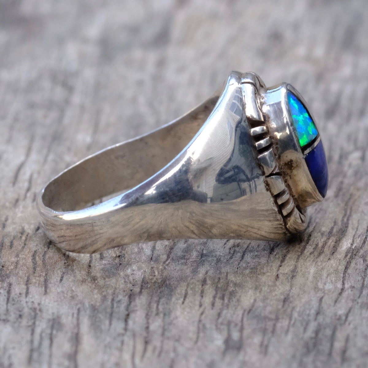 Vintage Sterling Multistone Inlay Ring 11.25