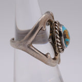 Vintage Sterling Silver Sandcast Turquoise Ring 6.5