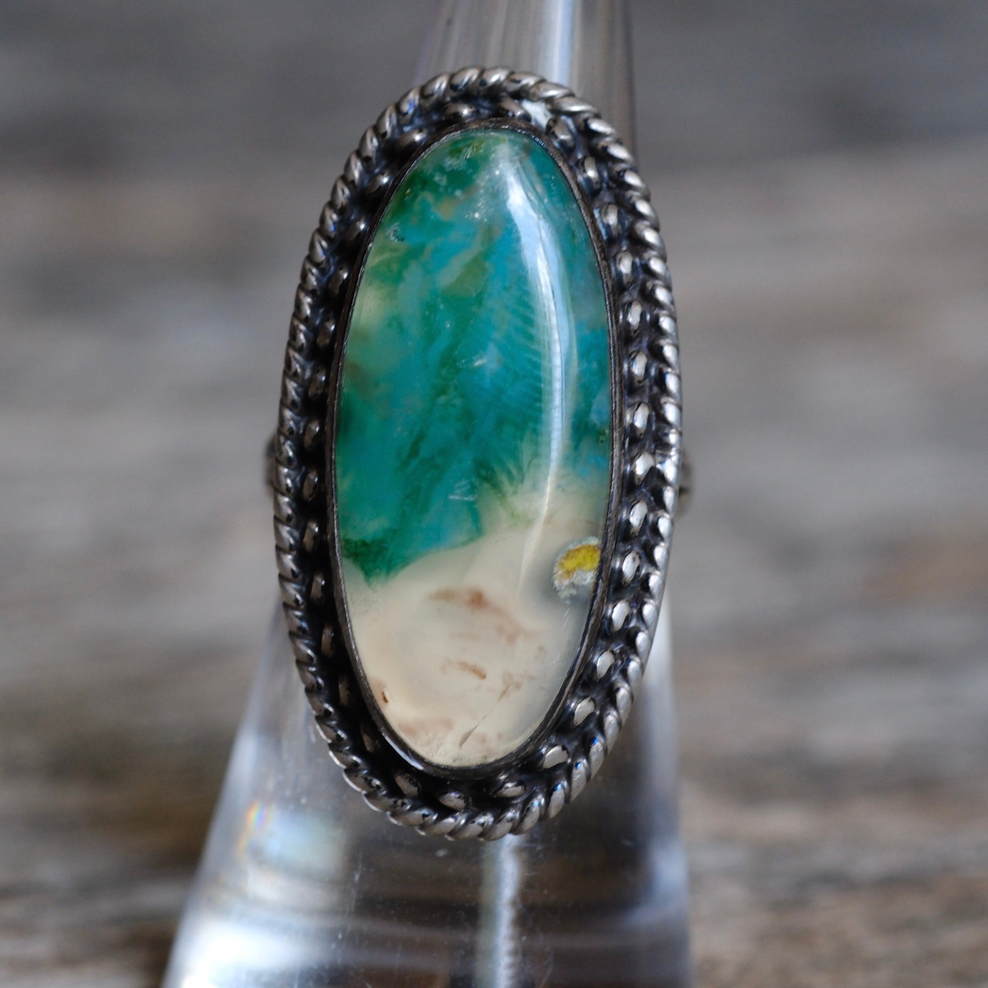 Vintage Sterling Agate Ring 6.5