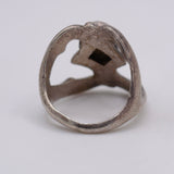 Vintage Sterling Silver Sandcast Turquoise Ring 5.75