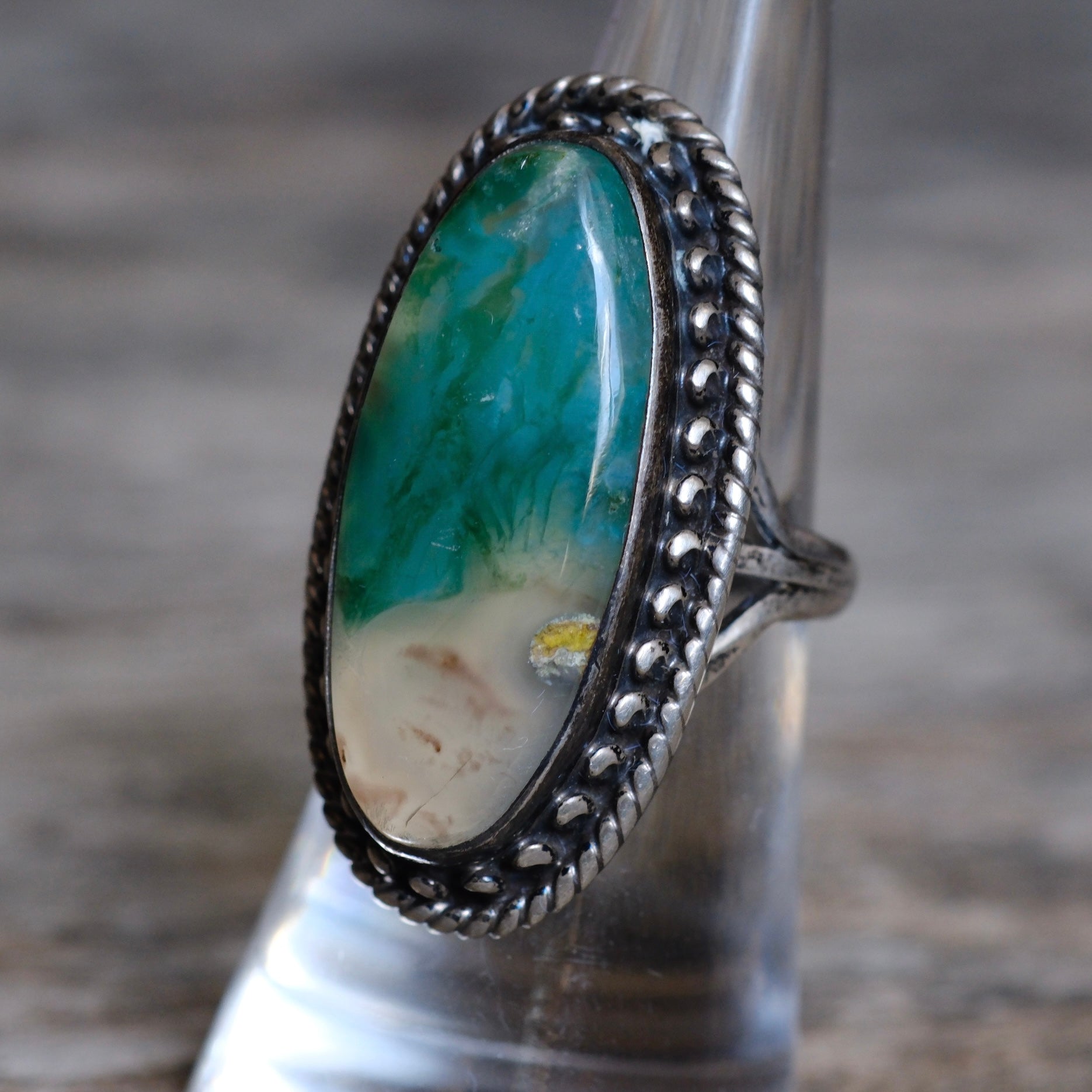 Vintage Sterling Agate Ring 6.5