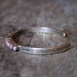 Vintage Sterling Rhodonite Stamped Cuff Bracelet 6.25"