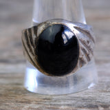 Vintage Sterling Onyx Ribbed Band Ring 12.25