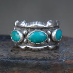Vintage Sterling 3-Stone Turquoise Band 6.75
