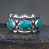 Vintage Sterling 3-Stone Turquoise Band 6.75