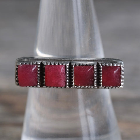 Vintage Sterling Red Glass Stacker Band 8
