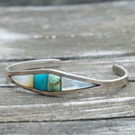 Vintage Sterling Multistone Inlay Cuff