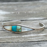 Vintage Sterling Multistone Inlay Cuff