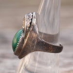 Vintage Sterling Malachite Feather Ring 7.75