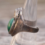 Vintage Sterling Malachite Feather Ring 7.75