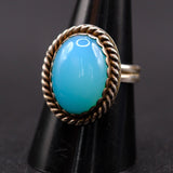 Vintage Sterling Blue Glass Roper Ring 8.75