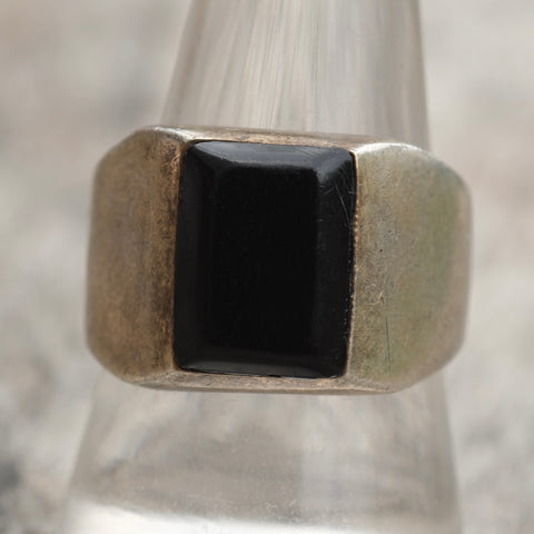 Vintage Sterling Onyx Signet Ring 9.75