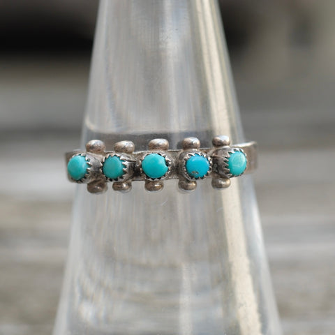 Vintage Sterling Snake Eye Turquoise Band 6.75