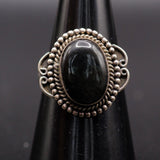 Vintage Sterling Shimmering Blue Resin Ring 7.5